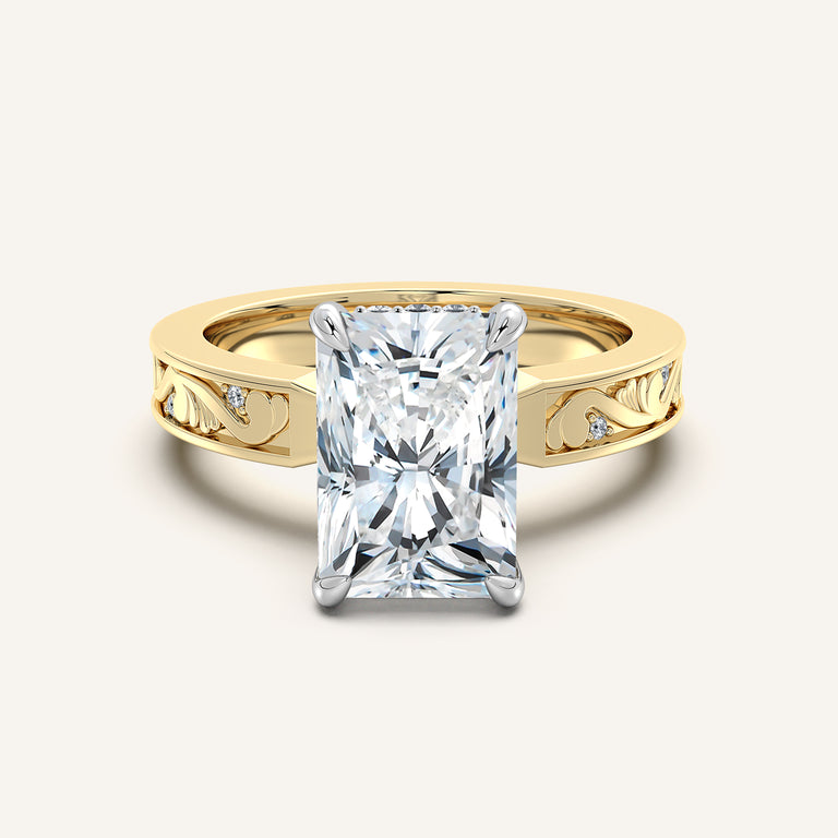 Image for Radiant Cut Vintage Inspired Engagement Ring | 18k Two Tone