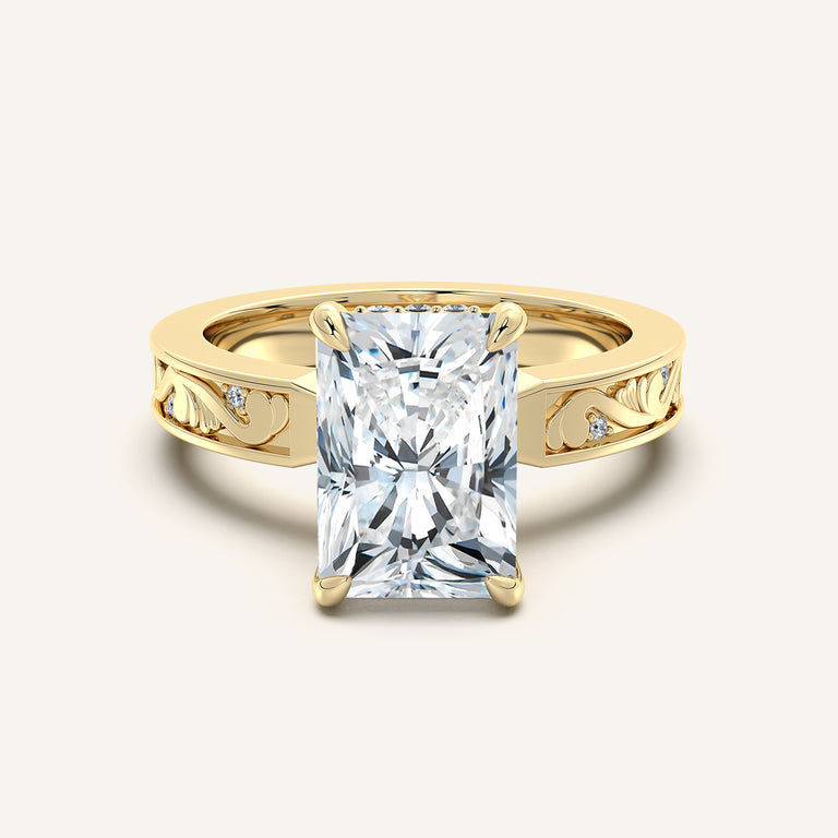 Image for Radiant Cut Vintage Inspired Engagement Ring | 18k Yellow Gold