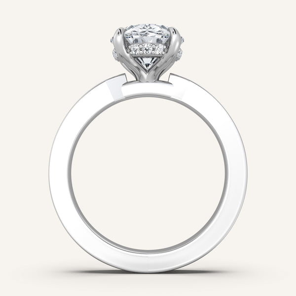 Oval Vintage Inspired Engagement Ring | 18k White Gold
