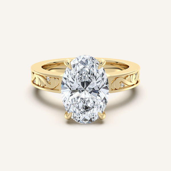 Oval Vintage Inspired Engagement Ring | 18k Yellow Gold