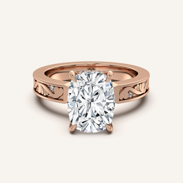 Cushion Cut Vintage Inspired Engagement Ring | 18k Rose Gold