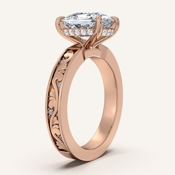 Cushion Cut Vintage Inspired Engagement Ring | 14k Rose Gold