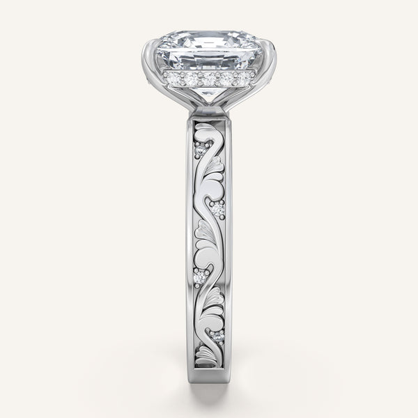 Vintage Inspired Engagement Ring | 18k White Gold