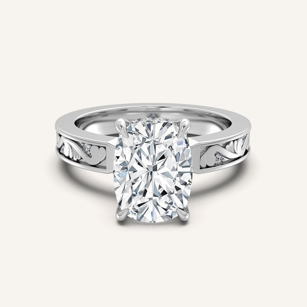 Vintage Inspired Engagement Ring | 14k White Gold