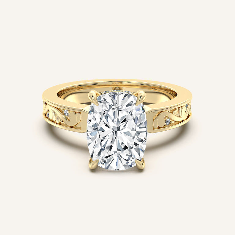 Image for Cushion Cut Vintage Inspired Engagement Ring | 14k Yellow Gold