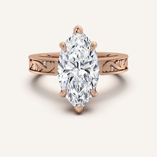 Marquise Vintage Inspired Engagement Ring | 18k Rose Gold