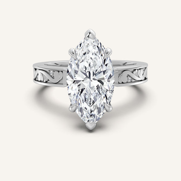 Marquise Vintage Inspired Engagement Ring | 18k White Gold