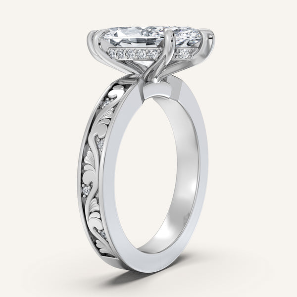 Marquise Vintage Inspired Engagement Ring | 14k White Gold