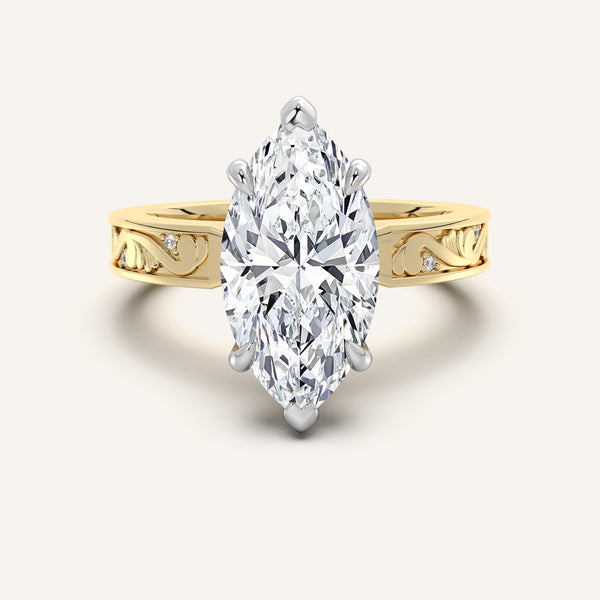 Vintage Inspired Engagement Ring | 18k Two Tone