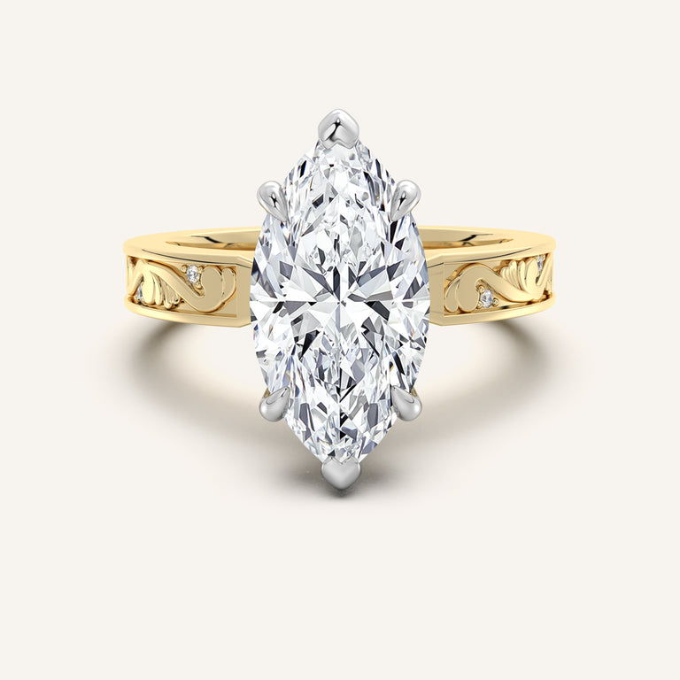 Image for Marquise Vintage Inspired Engagement Ring | 18k Two Tone