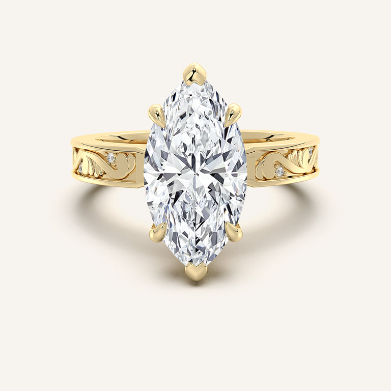 Image for Marquise Vintage Inspired Engagement Ring | 18k Yellow Gold