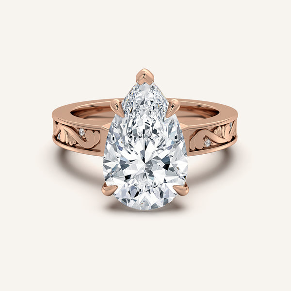 Pear Shape Vintage Inspired Engagement Ring | 18k Rose Gold