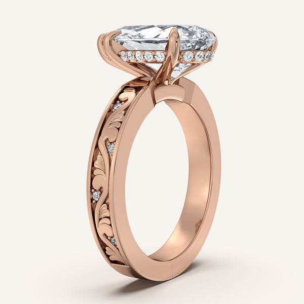 Pear Shape Vintage Inspired Engagement Ring | 14k Rose Gold