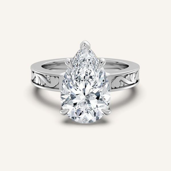 Pear Shape Vintage Inspired Engagement Ring | Platinum