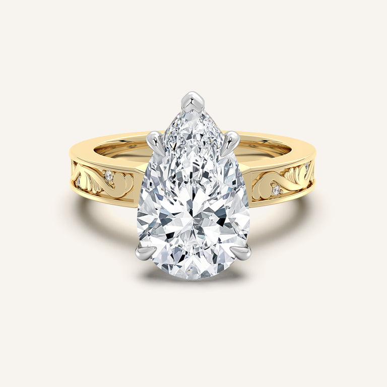 Image for Pear Shape Vintage Inspired Engagement Ring | 18k Two Tone