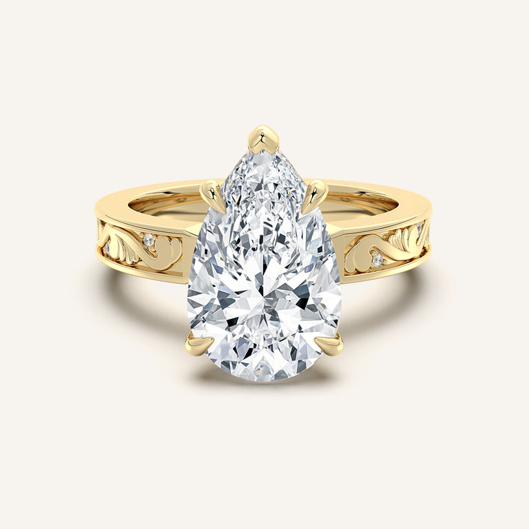 Image for Pear Shape Vintage Inspired Engagement Ring | 18k Yellow Gold
