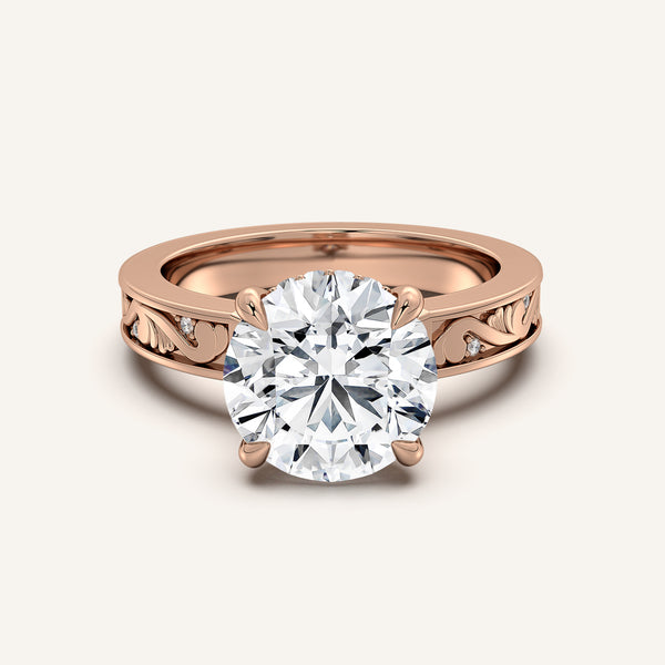 Round Vintage Inspired Engagement Ring | 18k Rose Gold