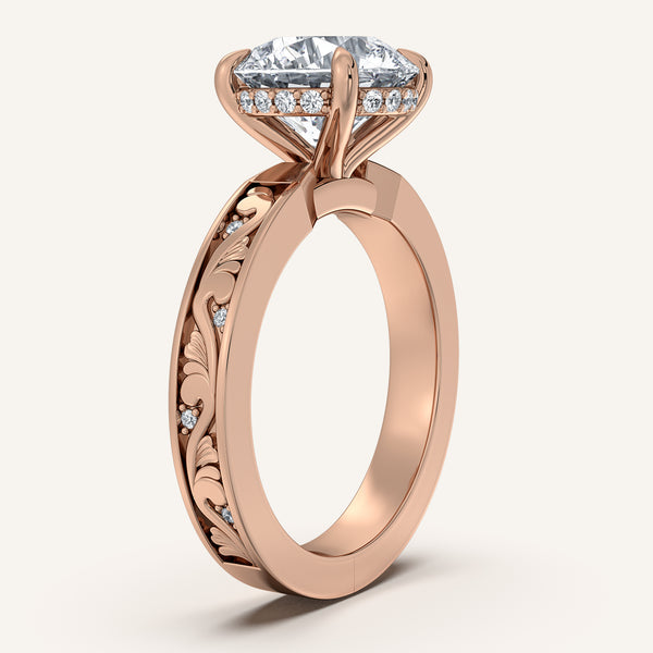 Round Vintage Inspired Engagement Ring | 14k Rose Gold