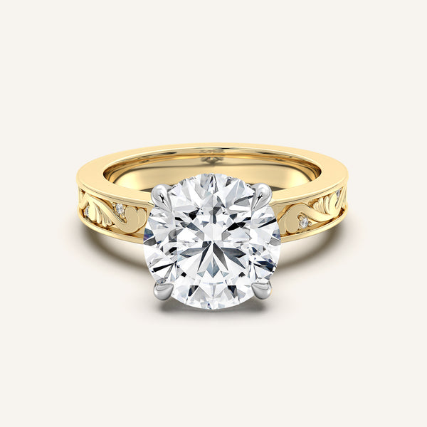 Round Vintage Inspired Engagement Ring | 18k Two Tone