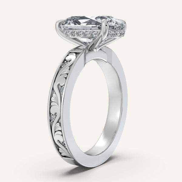 Moval Vintage Inspired Engagement Ring | 18k White Gold
