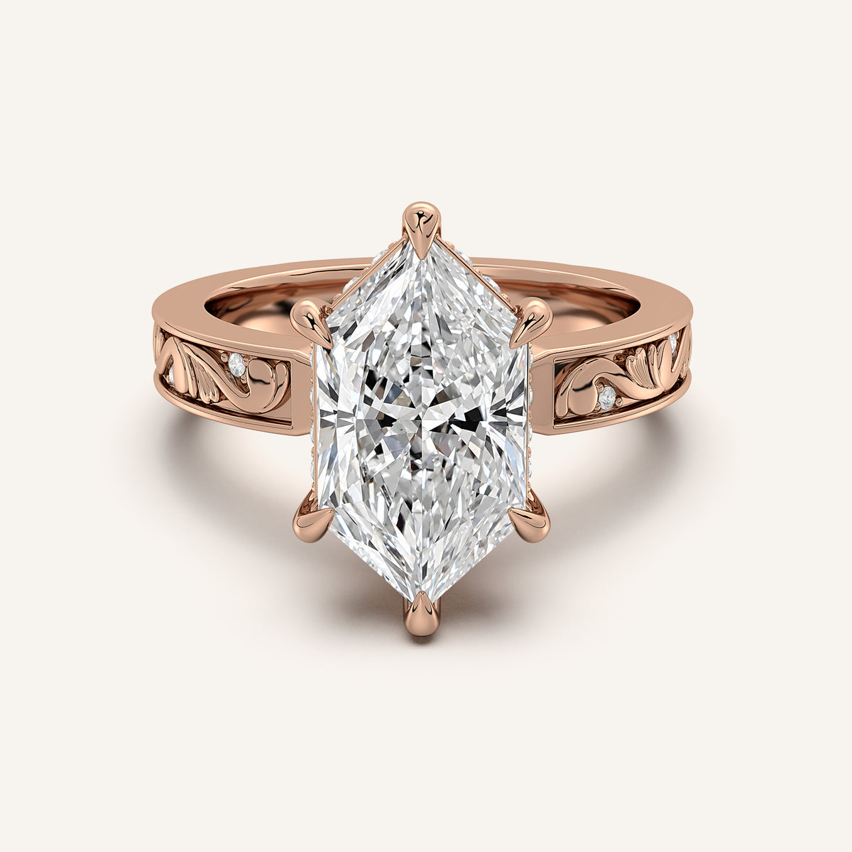 Dutch Marquise Vintage Inspired Engagement Ring in Rose Gold
