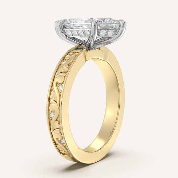 Dutch Marquise Vintage Inspired Engagement Ring | 18k Two Tone