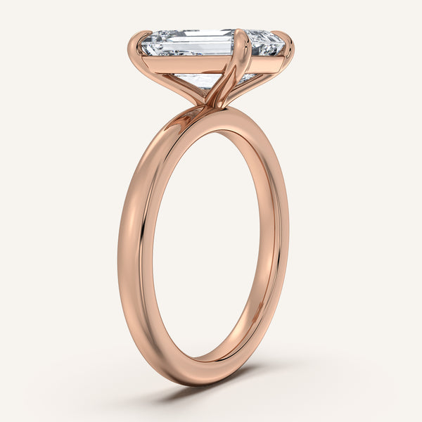 Emerald Cut Solitaire Engagement Ring | 14k Rose Gold