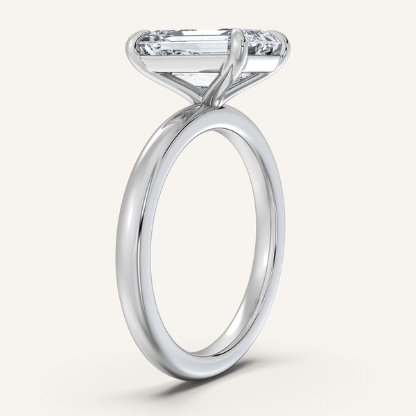 Emerald Cut Solitaire Engagement Ring | 18k White Gold