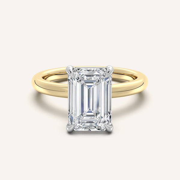 Emerald Cut Solitaire Engagement Ring | 18k Two Tone