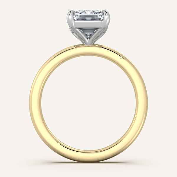 Emerald Cut Solitaire Engagement Ring | 18k Two Tone