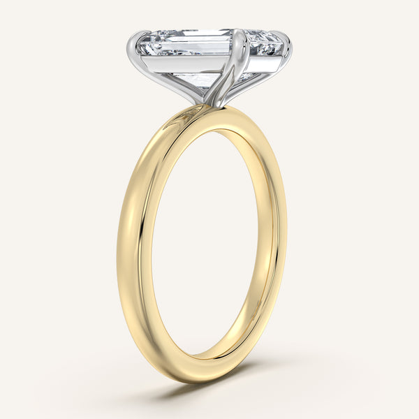 Emerald Cut Solitaire Engagement Ring | 14k Two Tone