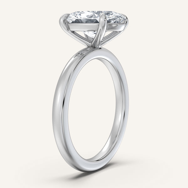 Oval Solitaire Engagement Ring | 14k White Gold