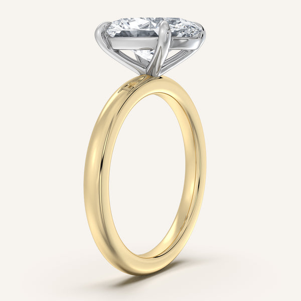 Oval Solitaire Engagement Ring | 18k Two Tone