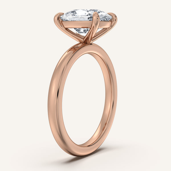 Cushion Cut Solitaire Engagement Ring | 14k Rose Gold