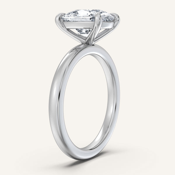 Cushion Cut Solitaire Engagement Ring | 14k White Gold