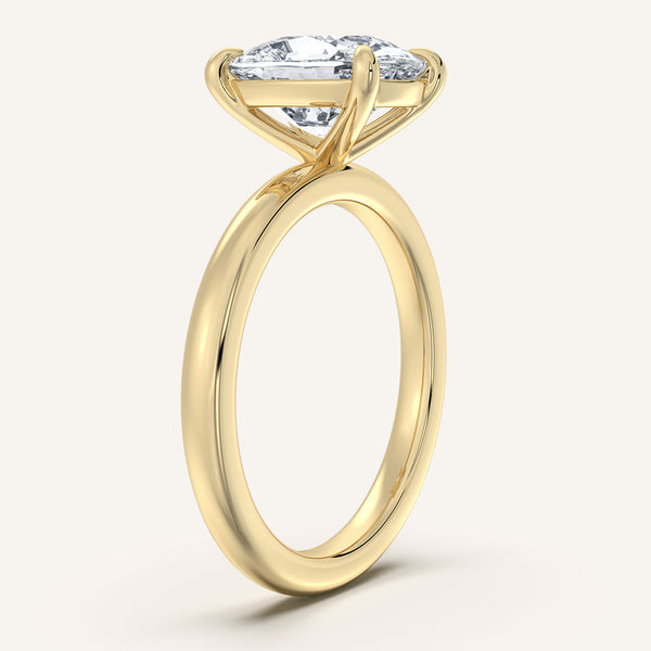 Cushion Cut Solitaire Engagement Ring | 14k Yellow Gold