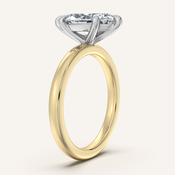 Marquise Solitaire Engagement Ring | 18k Two Tone