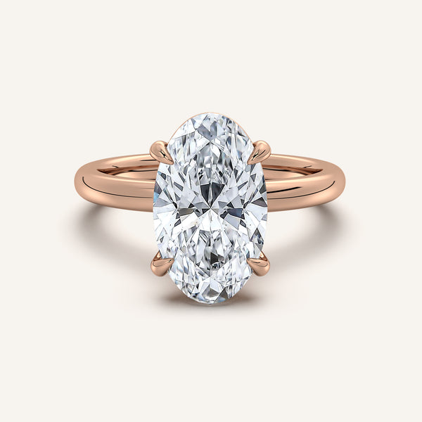 Moval Solitaire Engagement Ring | 18k Rose Gold