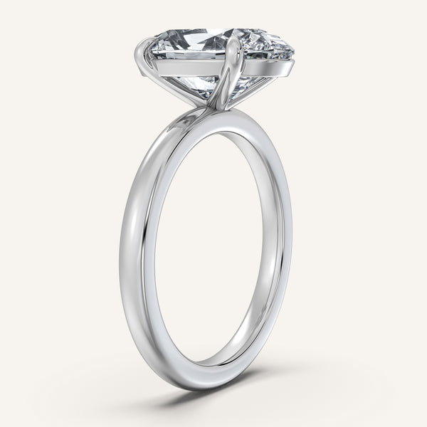Moval Solitaire Engagement Ring | 18k White Gold