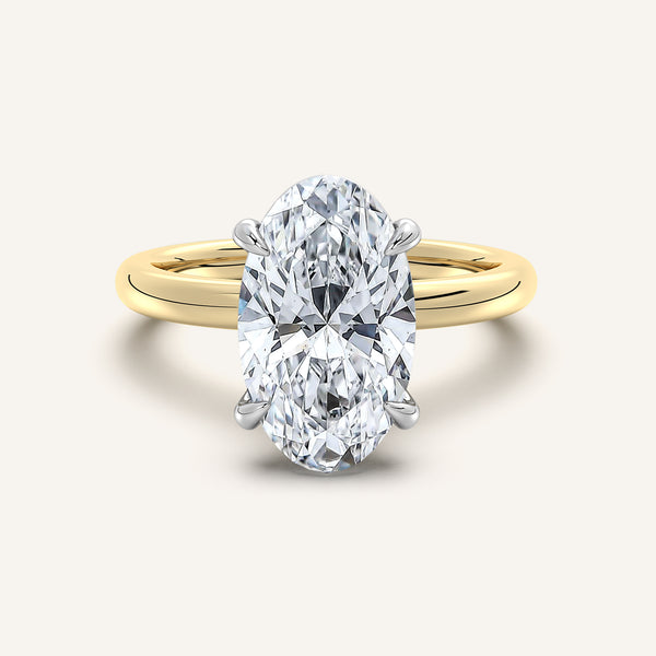 Moval Solitaire Engagement Ring | 18k Two Tone