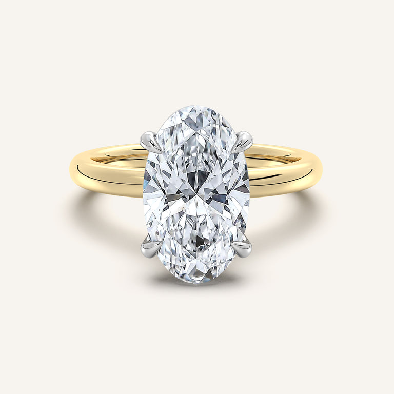 Image for Moval Solitaire Engagement Ring | 18k Two Tone