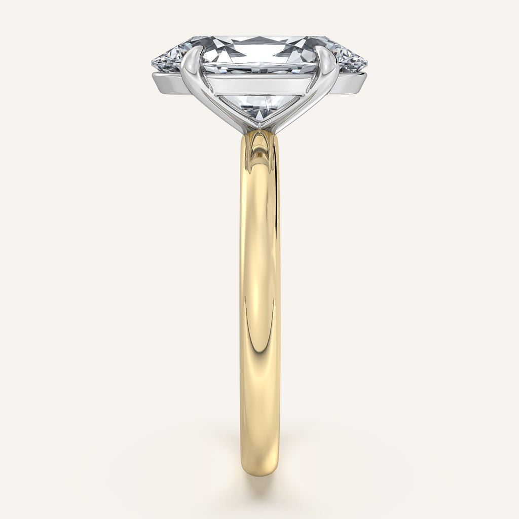 Moval Solitaire Engagement Ring | 18k Two Tone & Clairamor