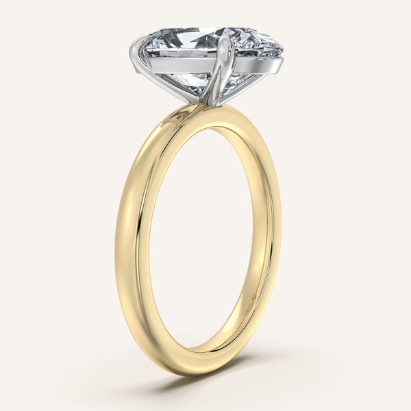 Moval Solitaire Engagement Ring | 18k Two Tone