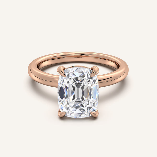 Old Mine Cut Solitaire Engagement Ring | 14k Rose Gold