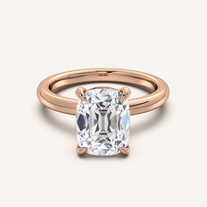 Old Mine Cut Solitaire Lab Grown Diamond Engagement Ring, 18k Rose Gold