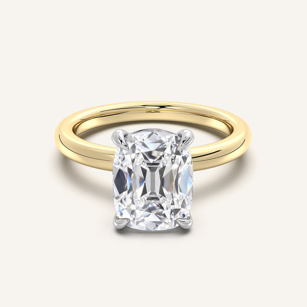 Old Mine Cut Solitaire Engagement Ring | 18k Two Tone