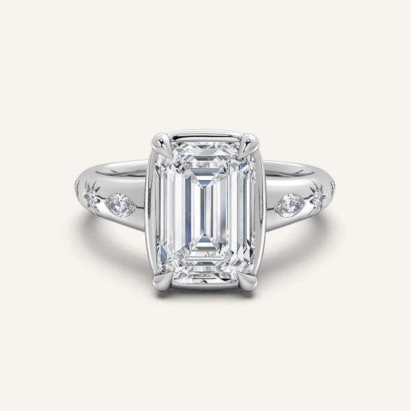 Faux Bezel Engagement Ring | 14k White Gold