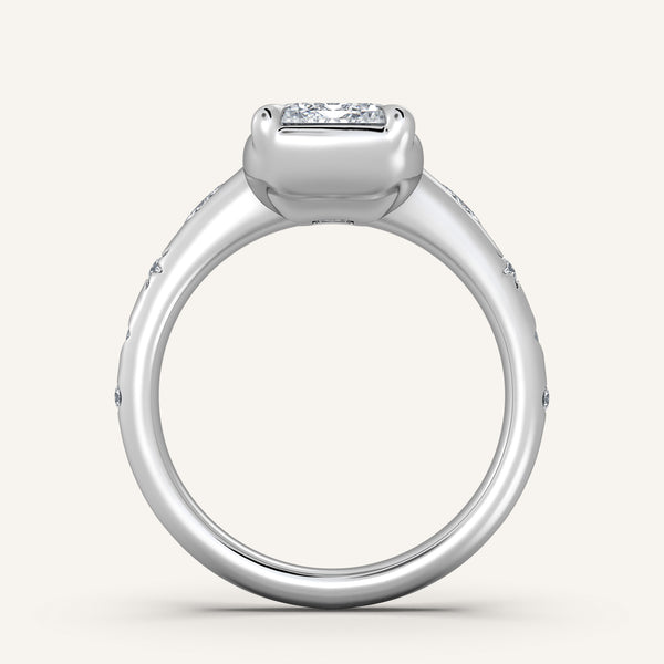 Faux Bezel Engagement Ring | 18k White Gold