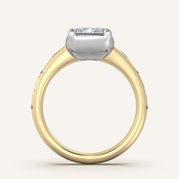 Faux Bezel Engagement Ring | 14k Two Tone