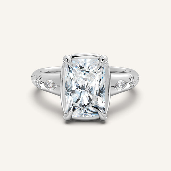 Faux Bezel Engagement Ring | 18k White Gold